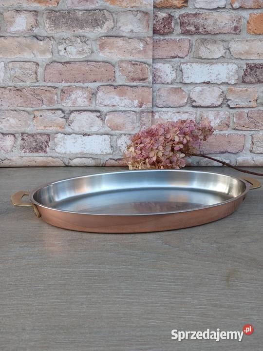 Duża miedziana patelnia do serwowania grube dno Warszawa