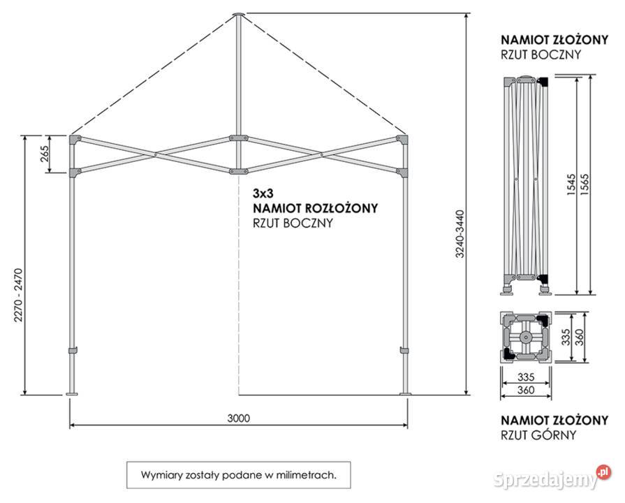 Namiot ekspresowy 3m x 3m różne rozmiary metal Gdańsk