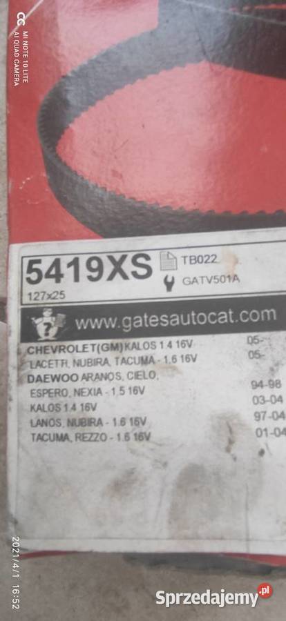 Pasek rozrządu GATES 5419XS Chevrolet Lanos Koronowo