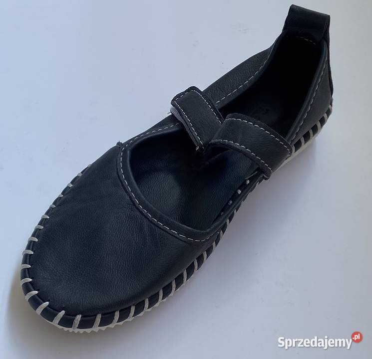 Granatowe dziewczęce skórzane baleriny 32 Rozmiar 32