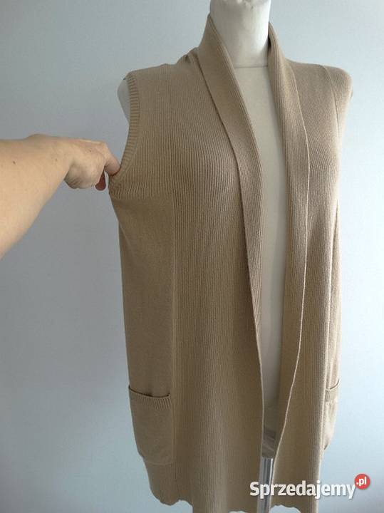 Kamizelka Wełniana z Angorą Camelowa Sweter Łomża