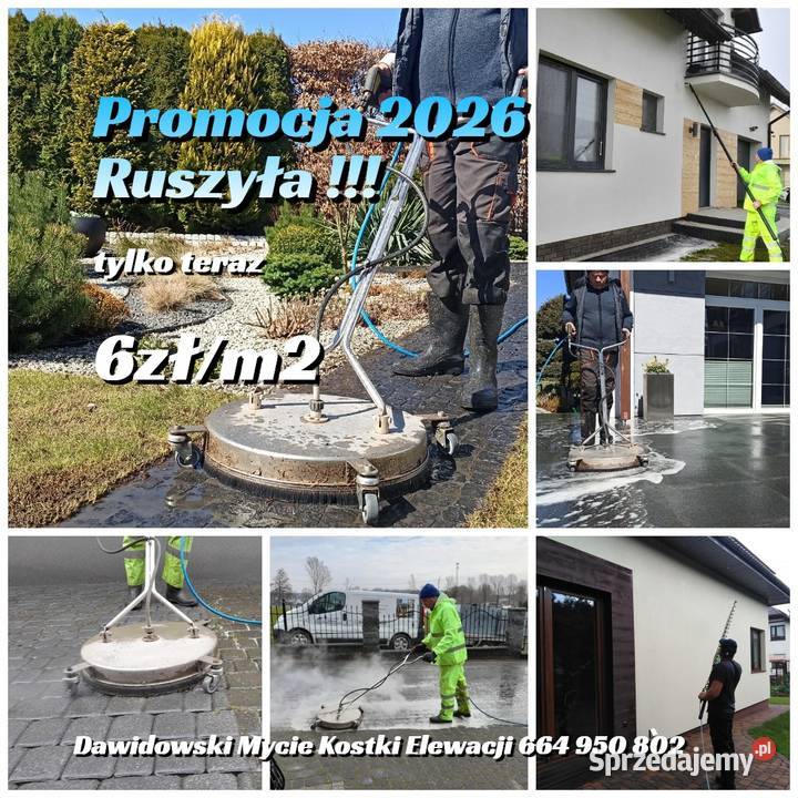 Mycie kostki brukowej elewacji polbruku Kościerzyna