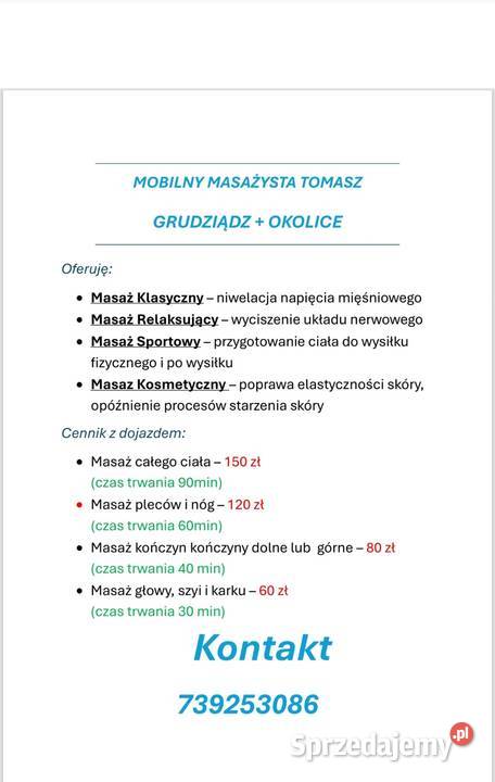 Mobilny Masażysta Grudziądz i