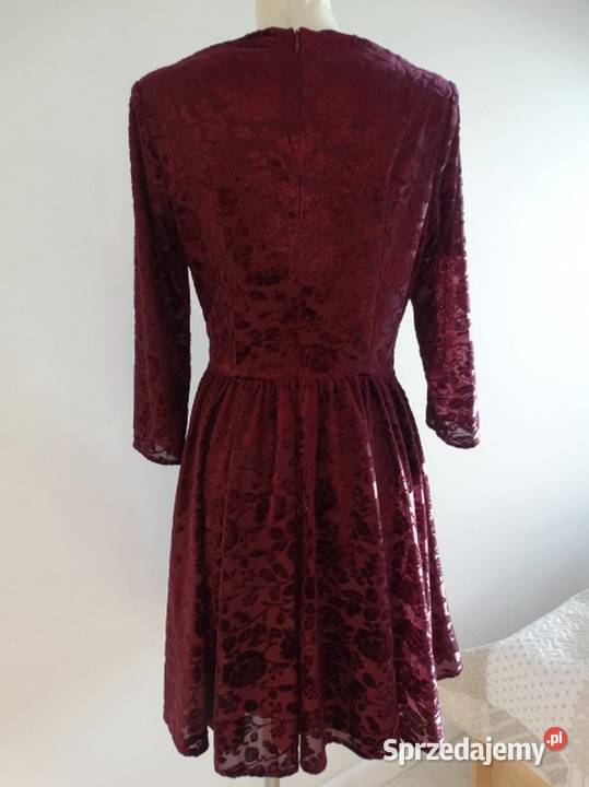 Sukienka Wieczorowa Imprezowa na Wesele Bordowa Długość Midi sprzedam