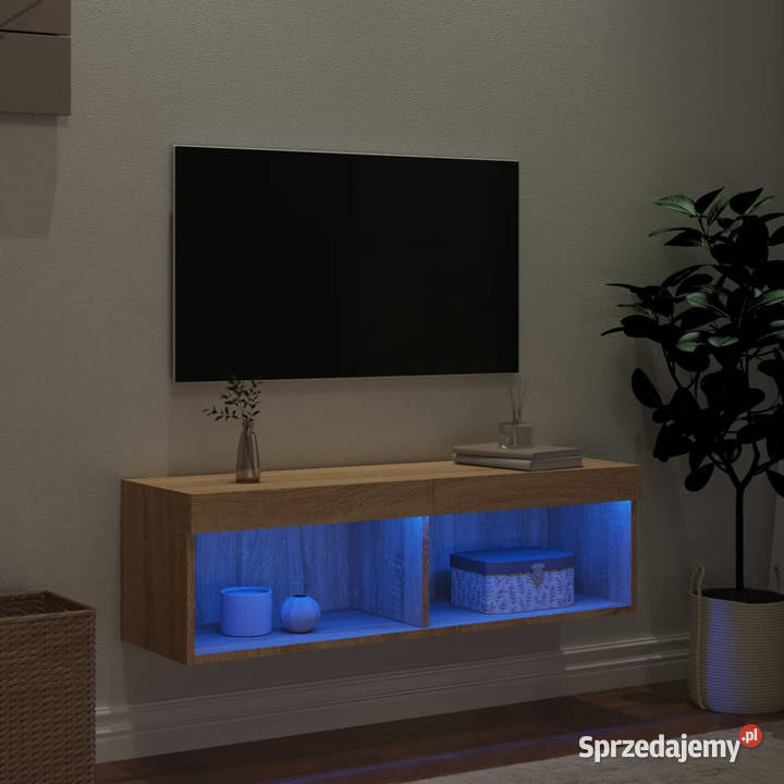 Szafka pod TV z oświetleniem LED dąb sonoma Warszawa