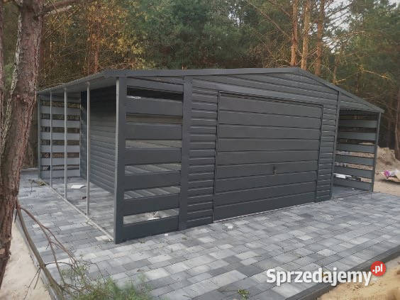 Garaż Blaszany Blaszak z wiatą 7x5m ciemny mazowieckie Płock