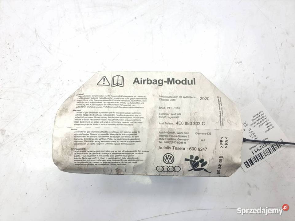 PODUSZKA AIRBAG AUDI A8 D3 4E0880203C Lipno
