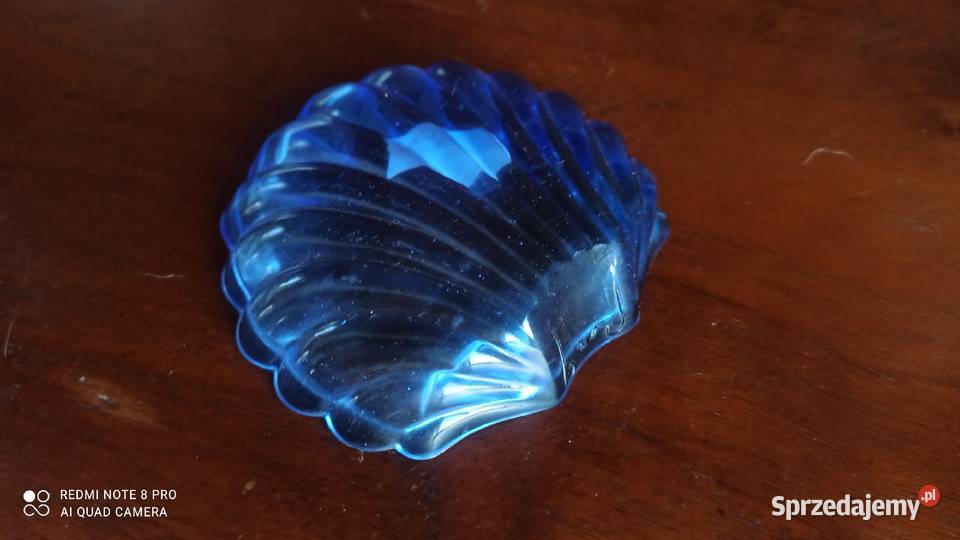 Muszelka porcelana kobaltowa pomarańczowe kwiaty pomorskie Gdańsk