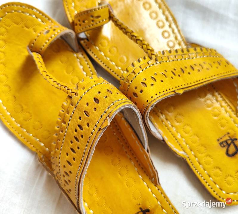 KOHYL Skórzane japonki kohalpuri 39 żółte Szczecin