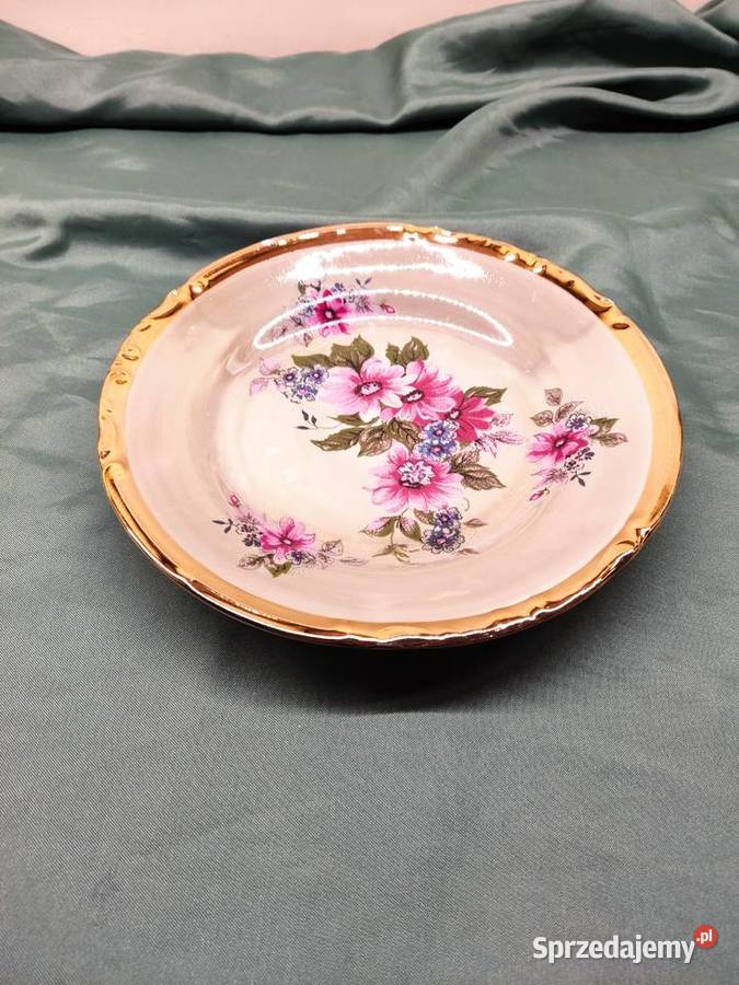 Talerzyk porcelanowy Chodzież w kwiaty i złotą Porcelana i szkło Głuchołazy