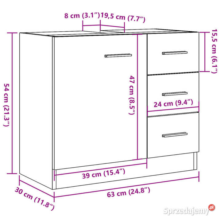 Szafka pod umywalkę stare drewno 63x30x54 Warszawa
