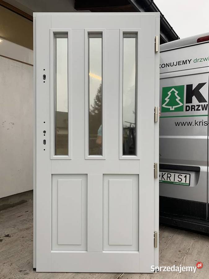 Drzwi Zewnętrzne drewniane Jodełka BIAŁE CZYSTE kujawsko-pomorskie sprzedam