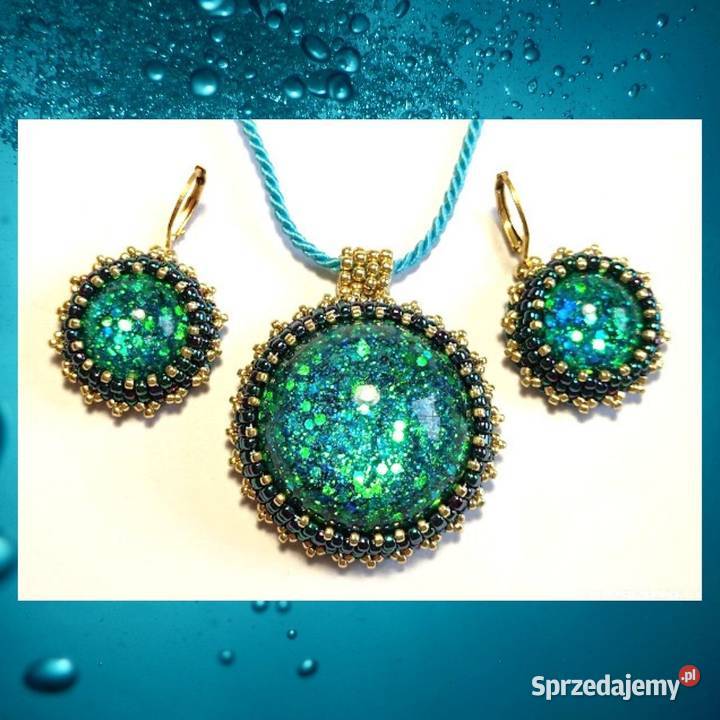 KOMPLET MORSKA TOŃ z mieniącą żywicą Warszawa