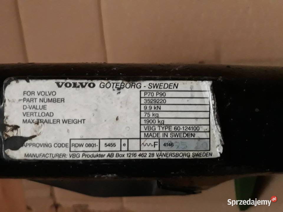 Wypinany hak VOLVO P70 P90 osobowe Bukownica