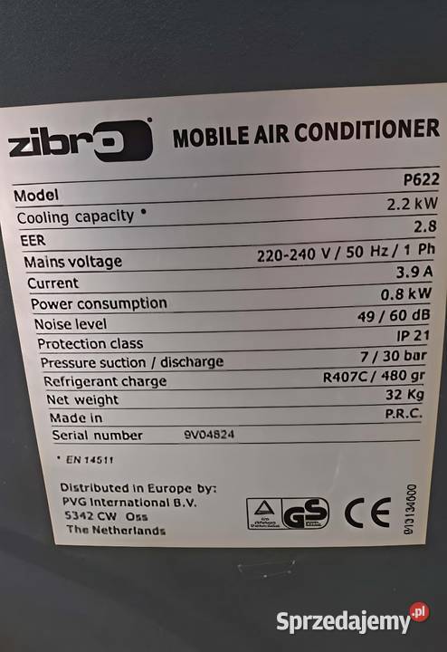Zibro P622 klimatyzator przenośny Klimatyzatory wielkopolskie Tarnowo Podgórne