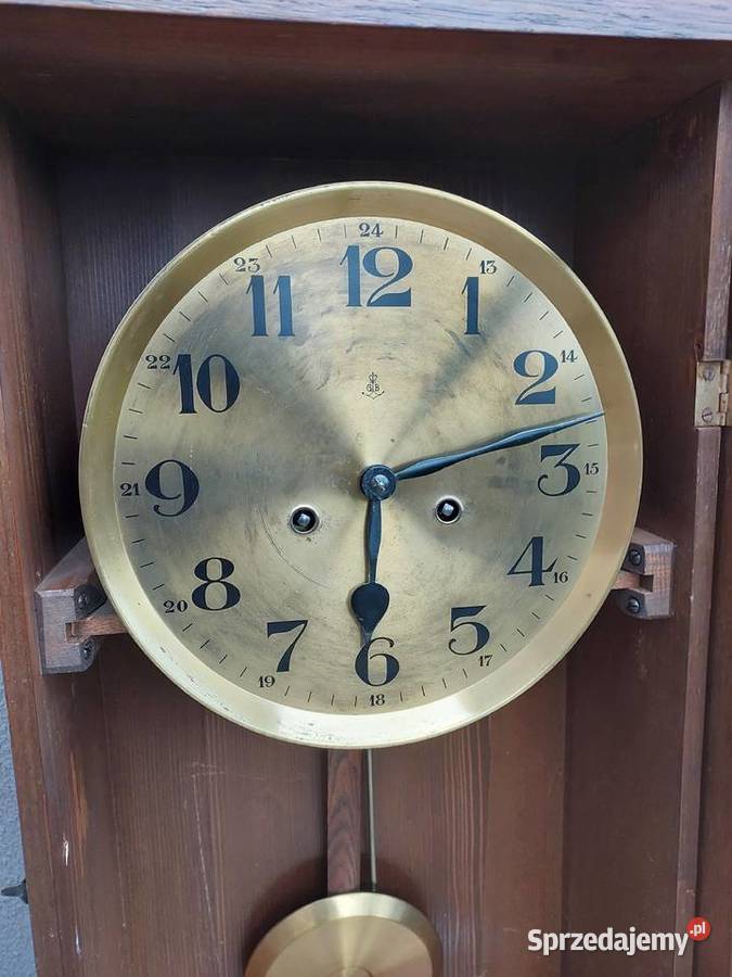 Stary zegar ścienny gabinetowy GB Gustav Becker Tczew