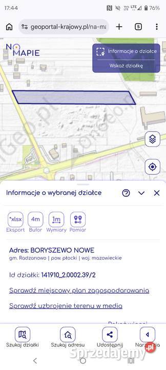 Działka 170 haPłockBoryszewo Nowe prąd Płock