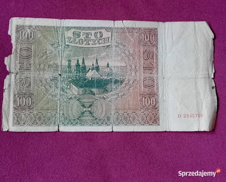 Banknot 100 GG 1941 r seria D Stan zachowania VI Koźminek sprzedam