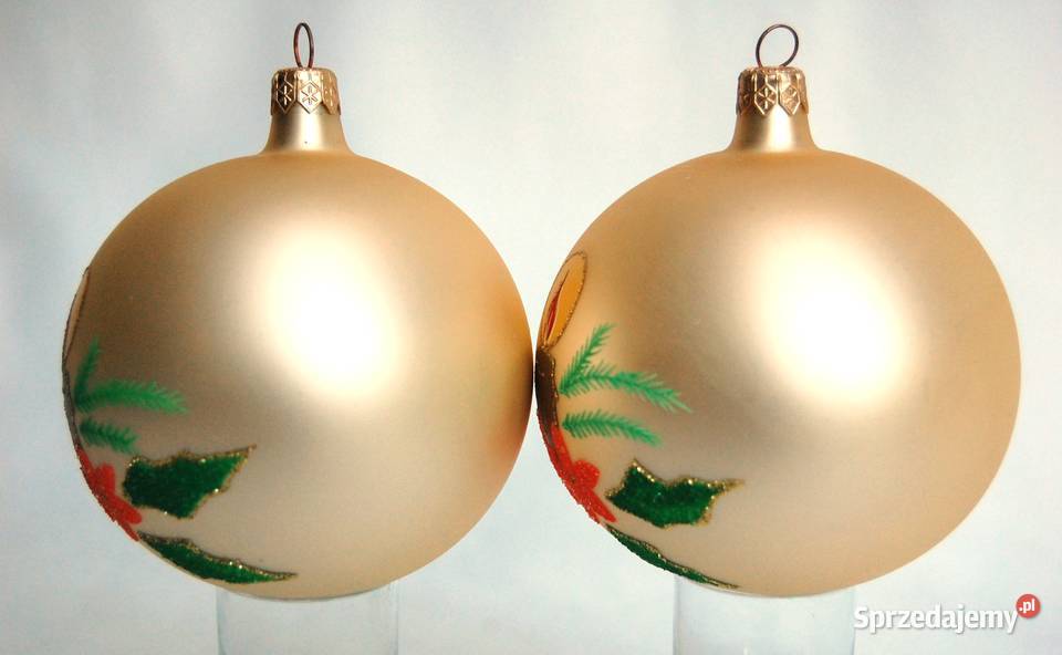 Bombki szklane ręcznie malowane złote perłowe 10