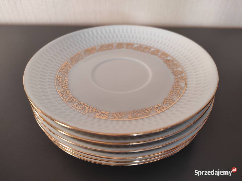 Talerzyki spodki porcelana Chodzież fason Karol Warpechy Stare