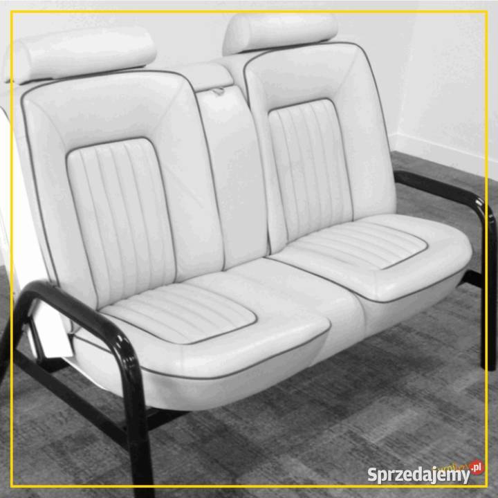 Sofa dwóch osób z metalowymi boczkami skóra Warszawa