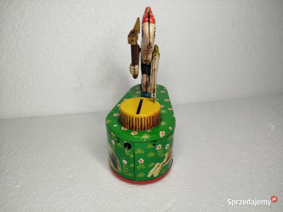 Metalowa Skarbonka z czasów PRLu Drwal Zgierz