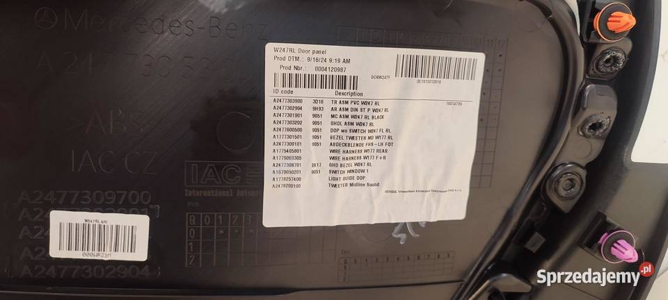 MERCEDES W247 BOCZEK DRZWI LEWY TYŁ A2477305300 dolnośląskie