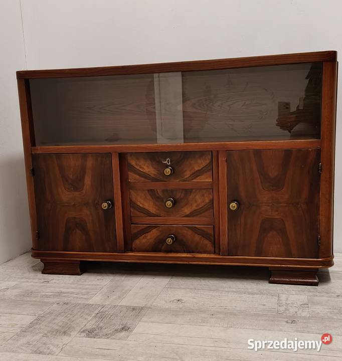 mała komoda art Deco z witryną i szufladami lata Radomsko sprzedam