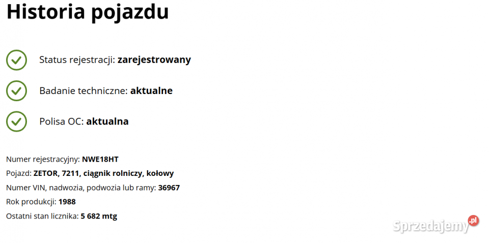 Ciągnik ZETOR 7211 66 1 właściciel nowości Skrzynia biegów Manualna Ciemna Wola sprzedam