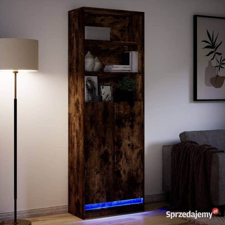 Wysoka szafka z LED przydymiony dąb 69x325x200 Warszawa