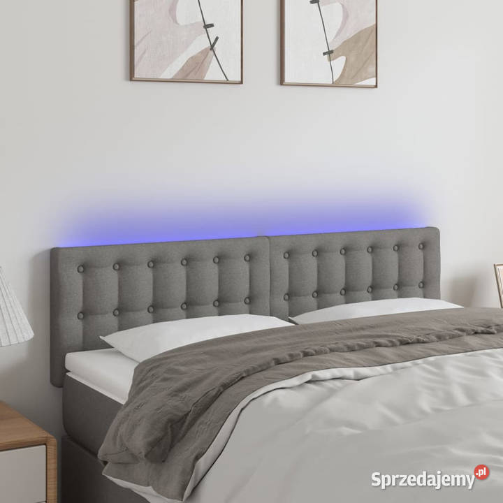 Zagłówek do łóżka z LED ciemnoszary 144x5x7888 mazowieckie Warszawa