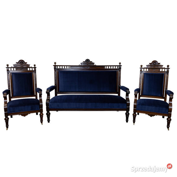 Neorenesansowy salonik sofa dwa fotele komplet Swarzędz