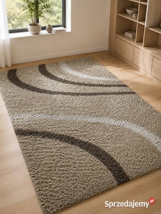 Elegancki dywan shaggy 240 333 beżowobrązowy Łańcut
