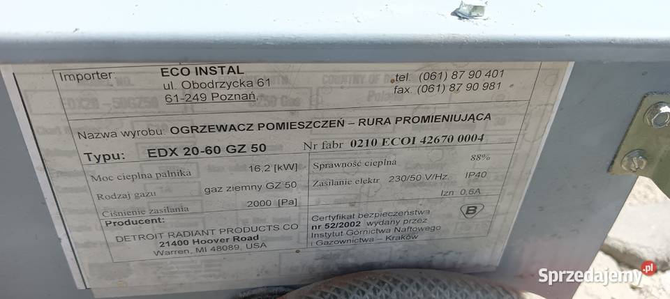 OGRZEWACZ POMIESZCZEŃ RURA PROMIENIUJĄCA świętokrzyskie Starachowice