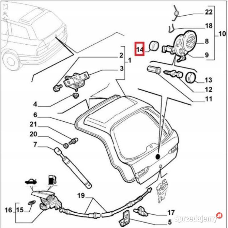WKŁADKA ZAMKA KLAPY TYŁ ALFA ROMEO 156 9702 zASO osobowe