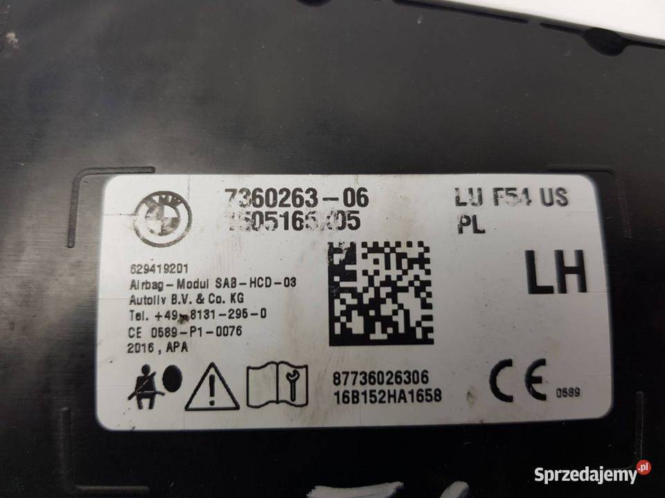 PODUSZKA AIRBAG 7360263 MINI CLUBMAN F54 2017 Lipno