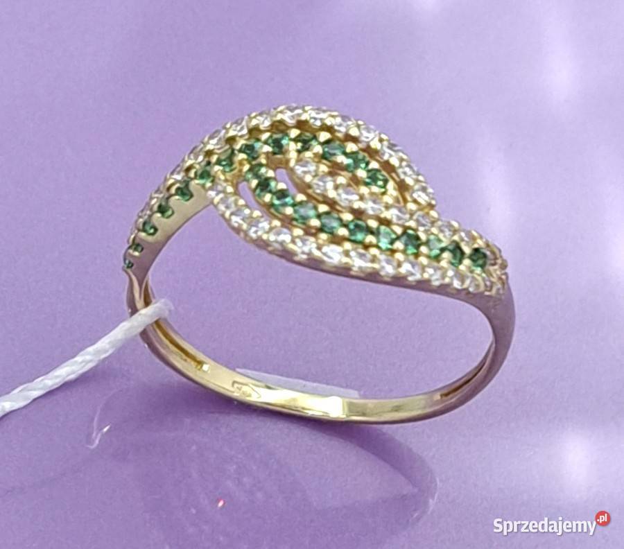 Pierścionek r17 Złoty pr585 z Turmalinami Z971 Pierścionki wielkopolskie Poznań sprzedam