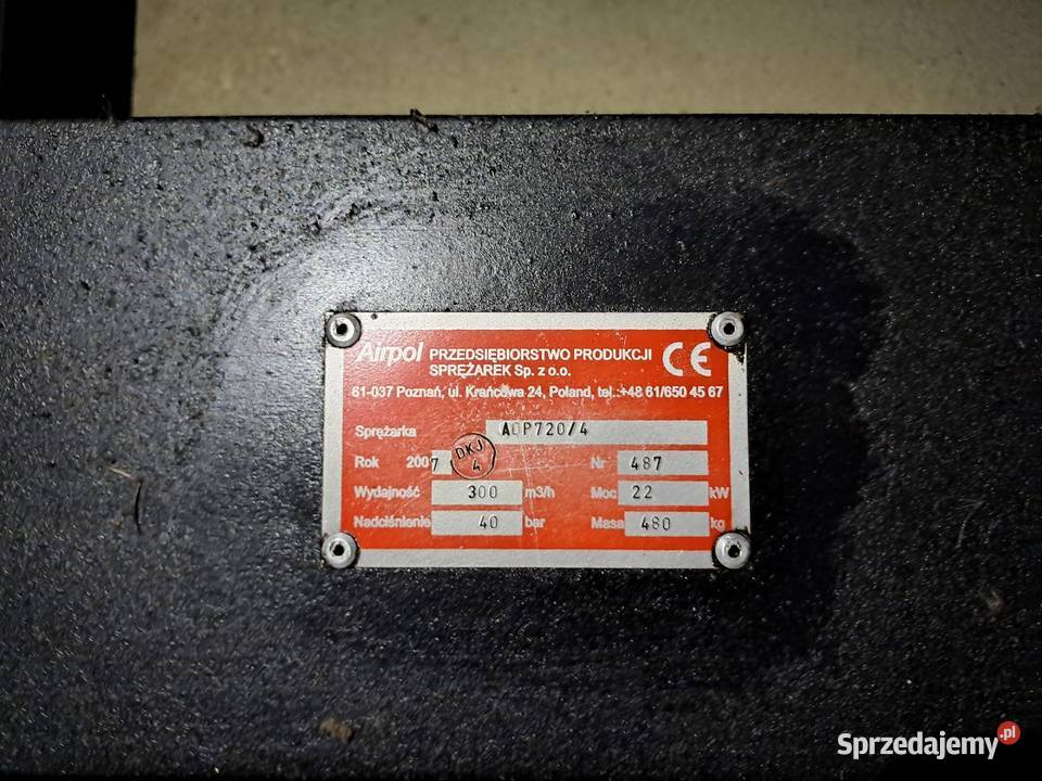 Kompresor doprężacz booster AIRPOL ADP 22 kW 40 Stary Sącz sprzedam