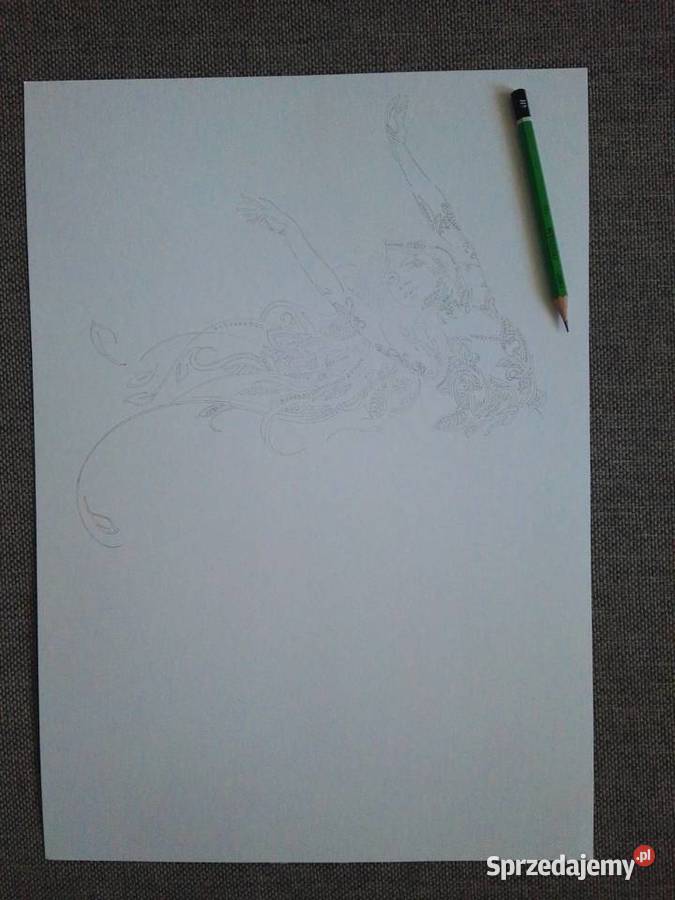 Rysunek tańcząca kobieta cienkopis blok tech A3 Warszawa