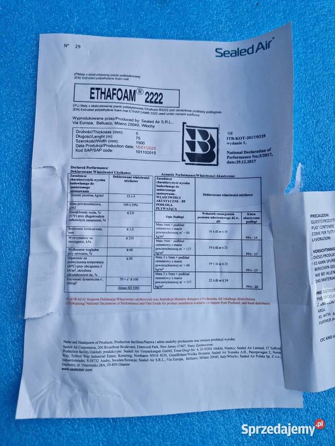 Mata akustyczna Ethafoam 2222