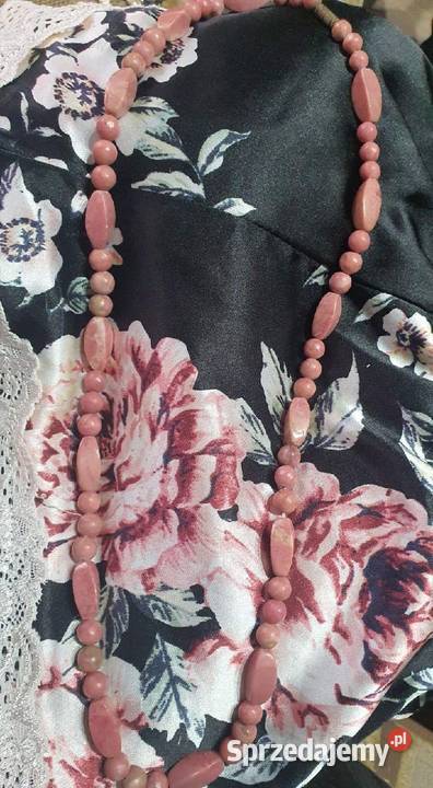 Długi Naszyjnik Kamień Kamienie Naturalne Różowy Opole