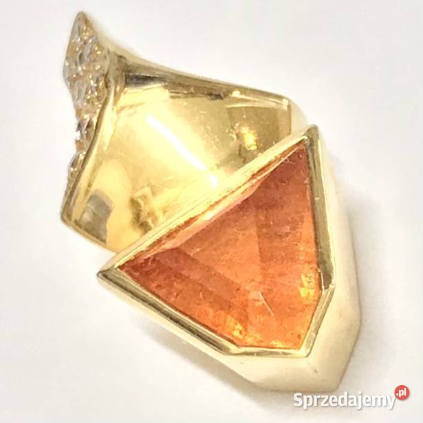 Złoty WISIOREK zawieszka 750 18K TOPAZ IMPERIAL złoto Warszawa