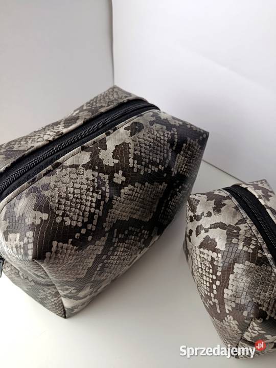 Kosmetyczka skorzana duża zestaw wzór skóry węża Konin sprzedam