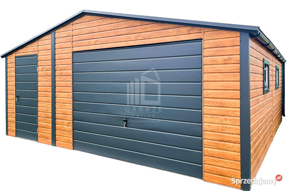Garaż Blaszany 6x6m Brama uchylna Drzwi 3x okno Opole