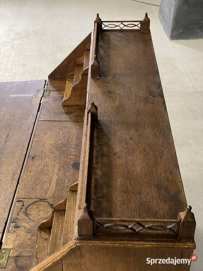 Sekretarzyk dębowy neorenesansowy koniec XIX w