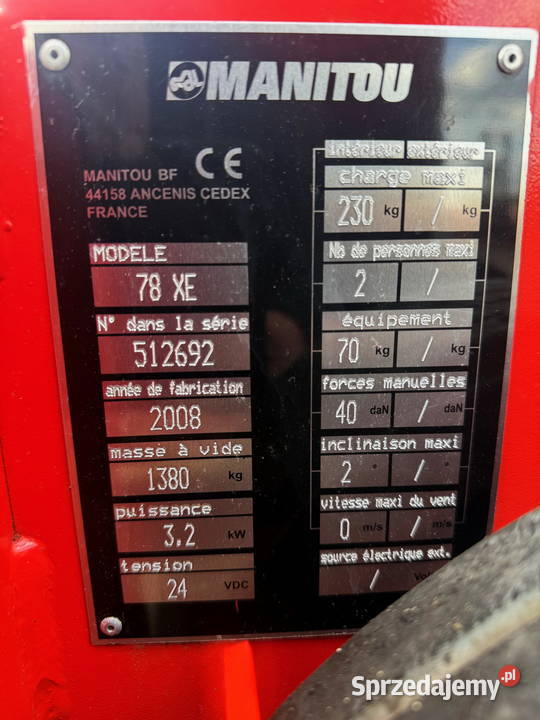 zwyżka nożycowa podnośnik elektryczny MANITOU Działoszyn