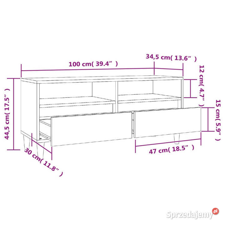 Szafka pod TV szary dąb sonoma 100x345x445 RTV sprzedam