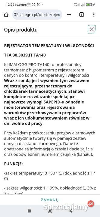 Klimolog termohogrometr Gołowierzchy sprzedam