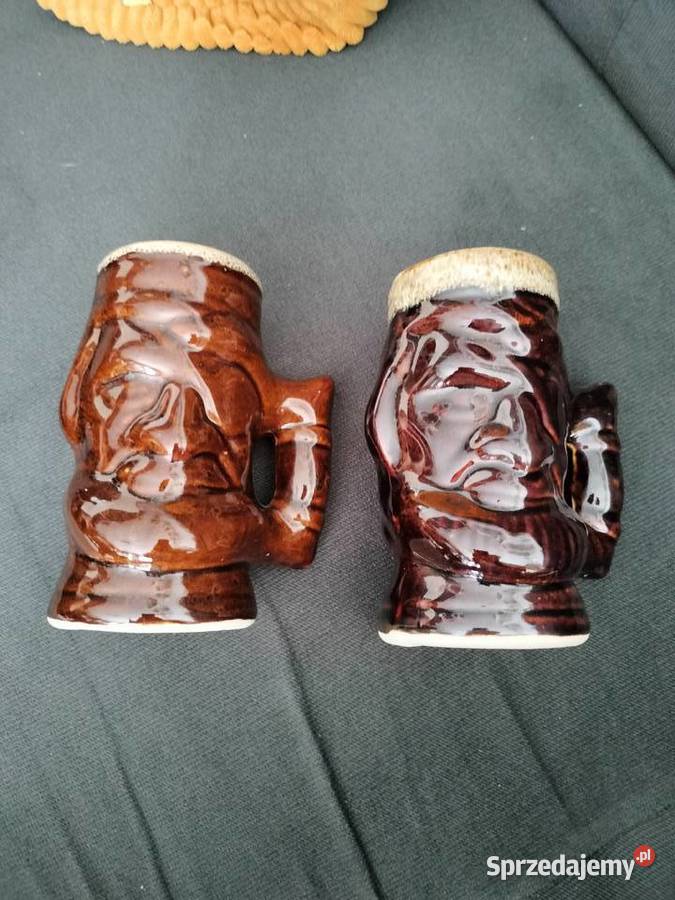 Kufle do piwa ceramika fajka PRL zestaw Choszczno