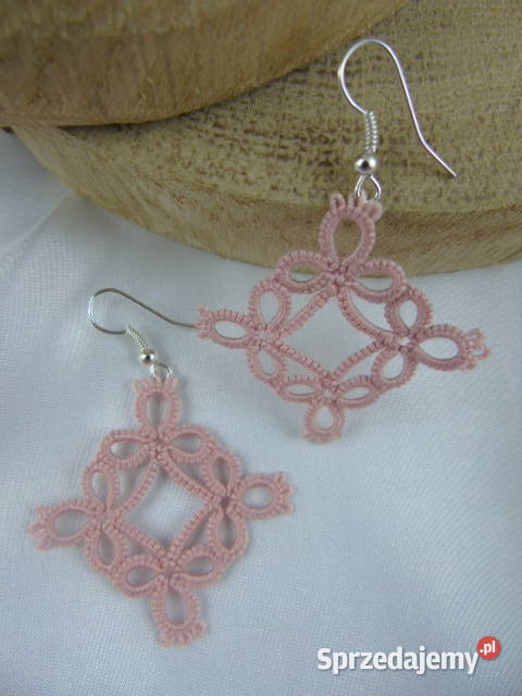 Kolczyki frywolitkowe różne wzory i kolory Wiśniowa